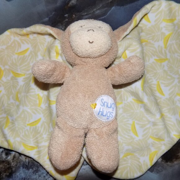Kids Preferred SNUG HUGS Monkey Big Floppy Banana Print Ears Baby Blanket Lovey - Picture 2 of 3
